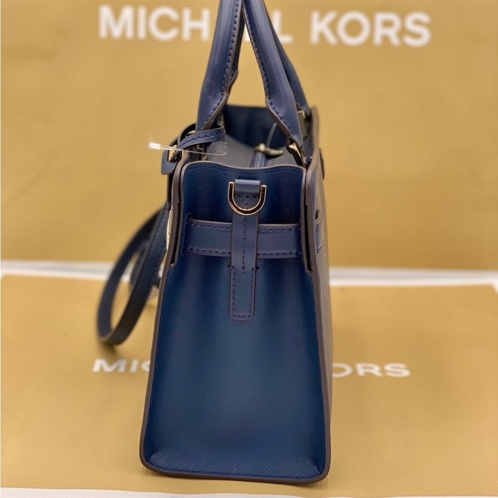 MICHAEL KORS RAYNE SMALL EAST WEST SATCHEL NAVY COLOR - Picture 14 of 15